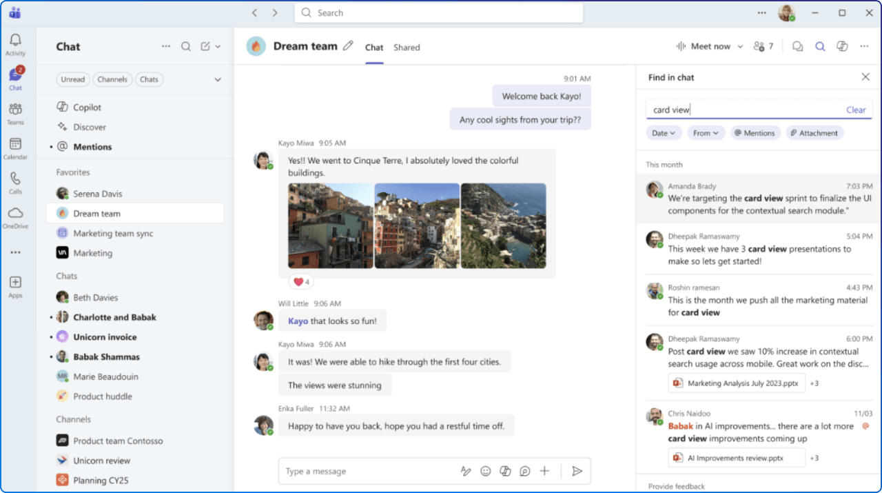 An example of Microsoft Teams channel announcements