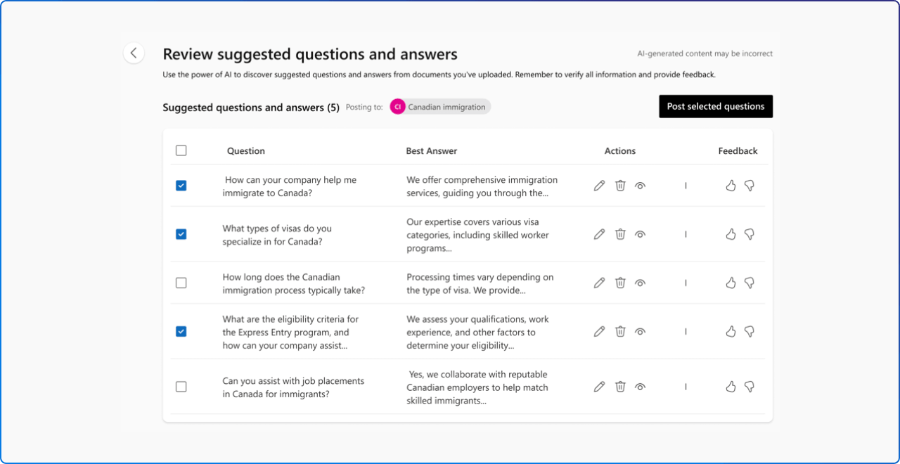 Review suggested questions and answers