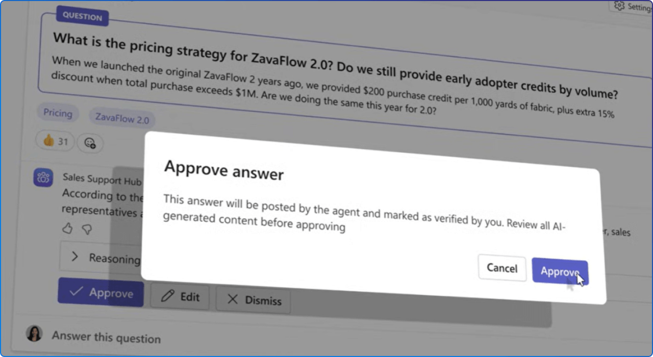 Approve answers in Viva Engage