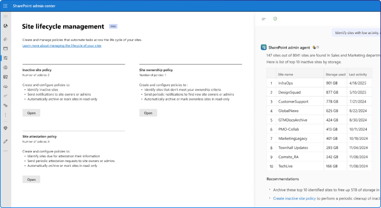 Site Lifecycle management UI