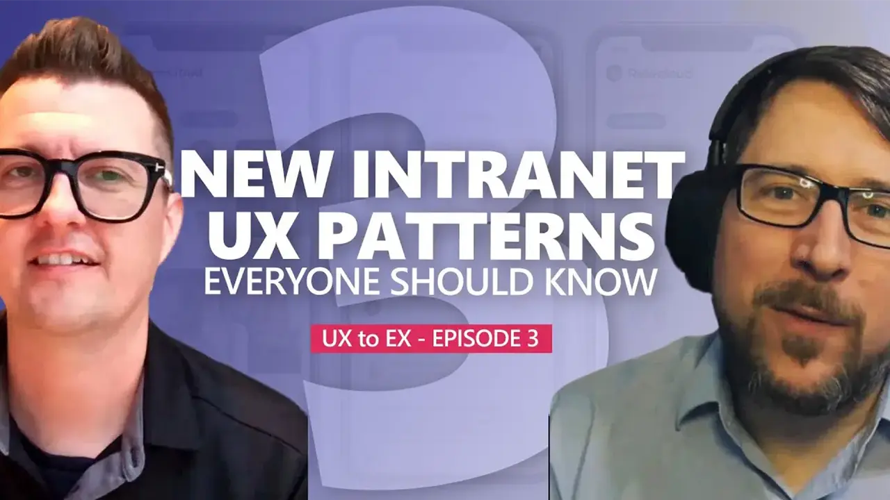 Intranet UX design trends to watch: personalized landing pages, mobile dashboards and bookmarks, SharePoint Brand Center, and AI-assisted on-brand content.