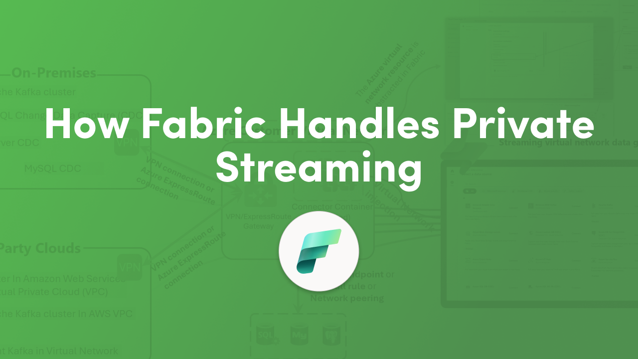 Stream private data to Microsoft Fabric without public endpoints. See how Eventstream connectors use virtual network injection, the setup and supported sources.