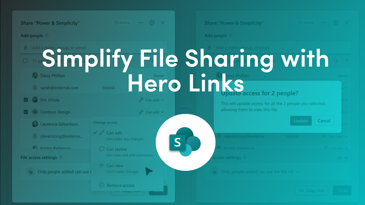 Microsoft 365 Hero Links give each file one sharing link with permissions you change in place and clear external flags. Here is how to use them.