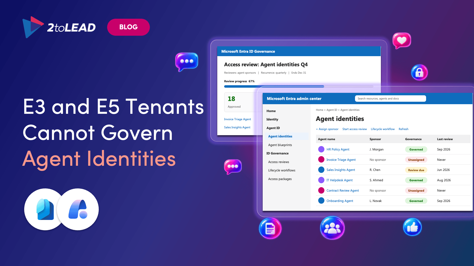 Microsoft 365 E3 and E5 tenants cannot govern agent identities