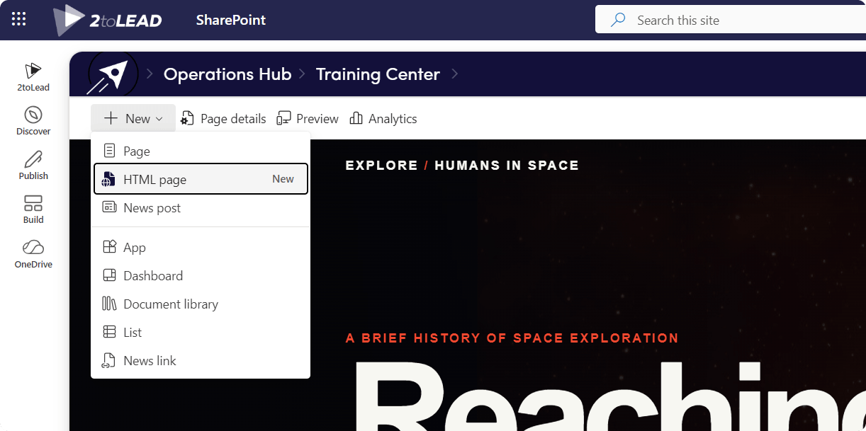 Create new HTML page