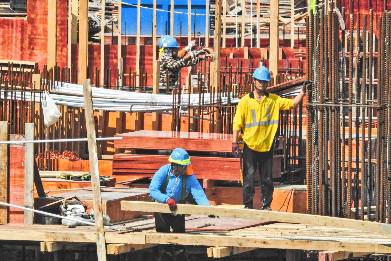 edger and sander in construction work
