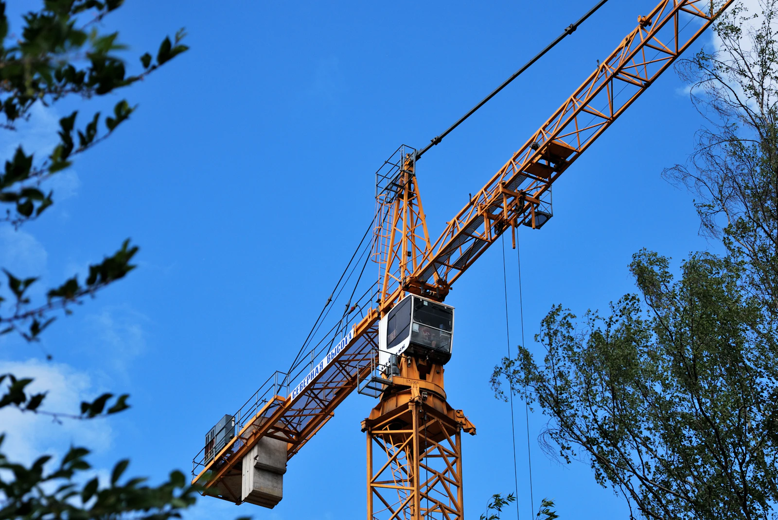 mobile and crane in construction work