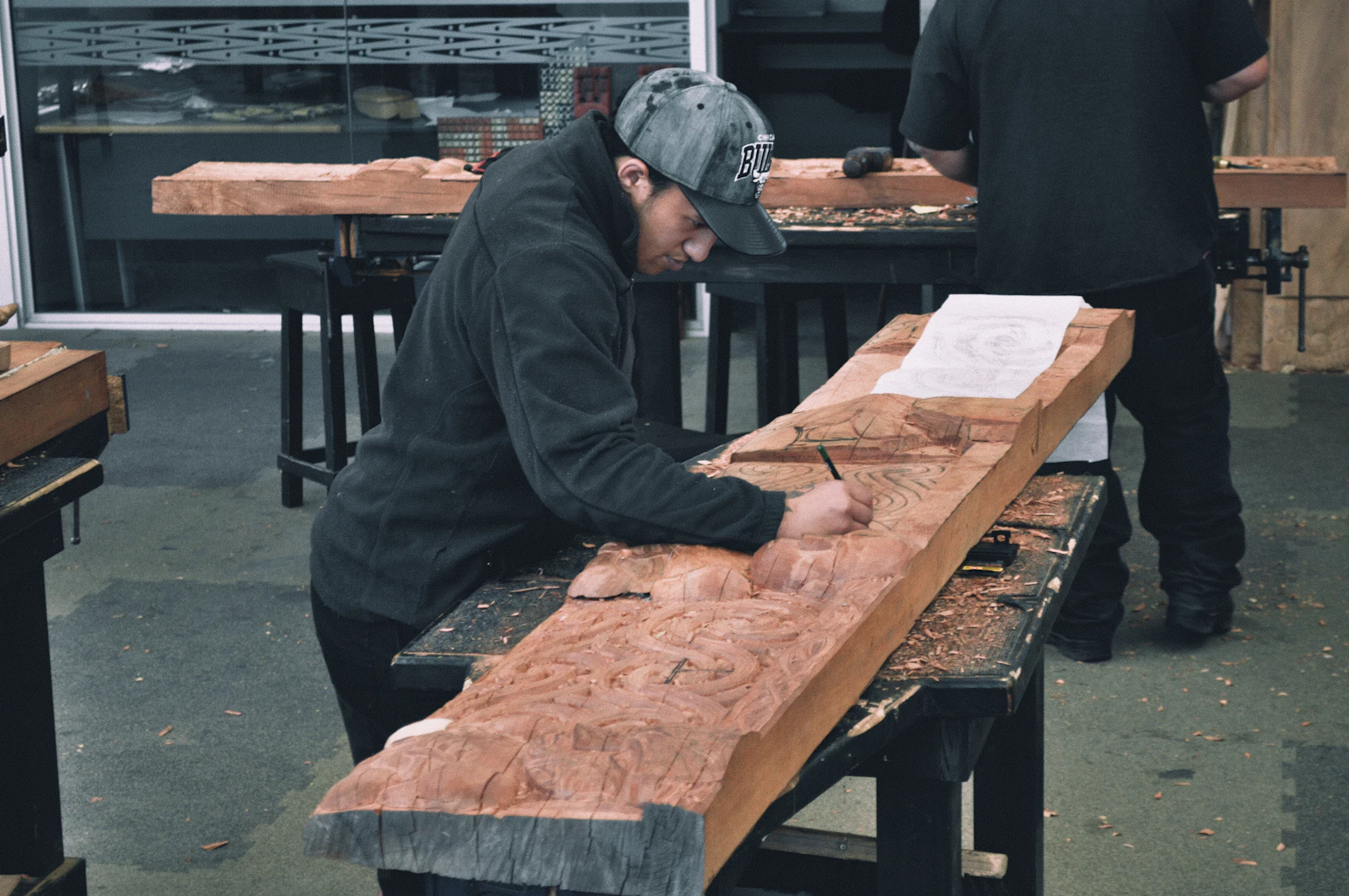 table and saw in construction work