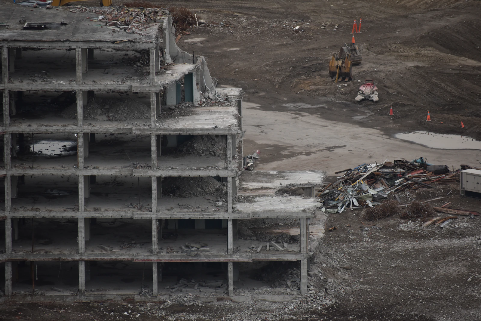trash and chute in construction work