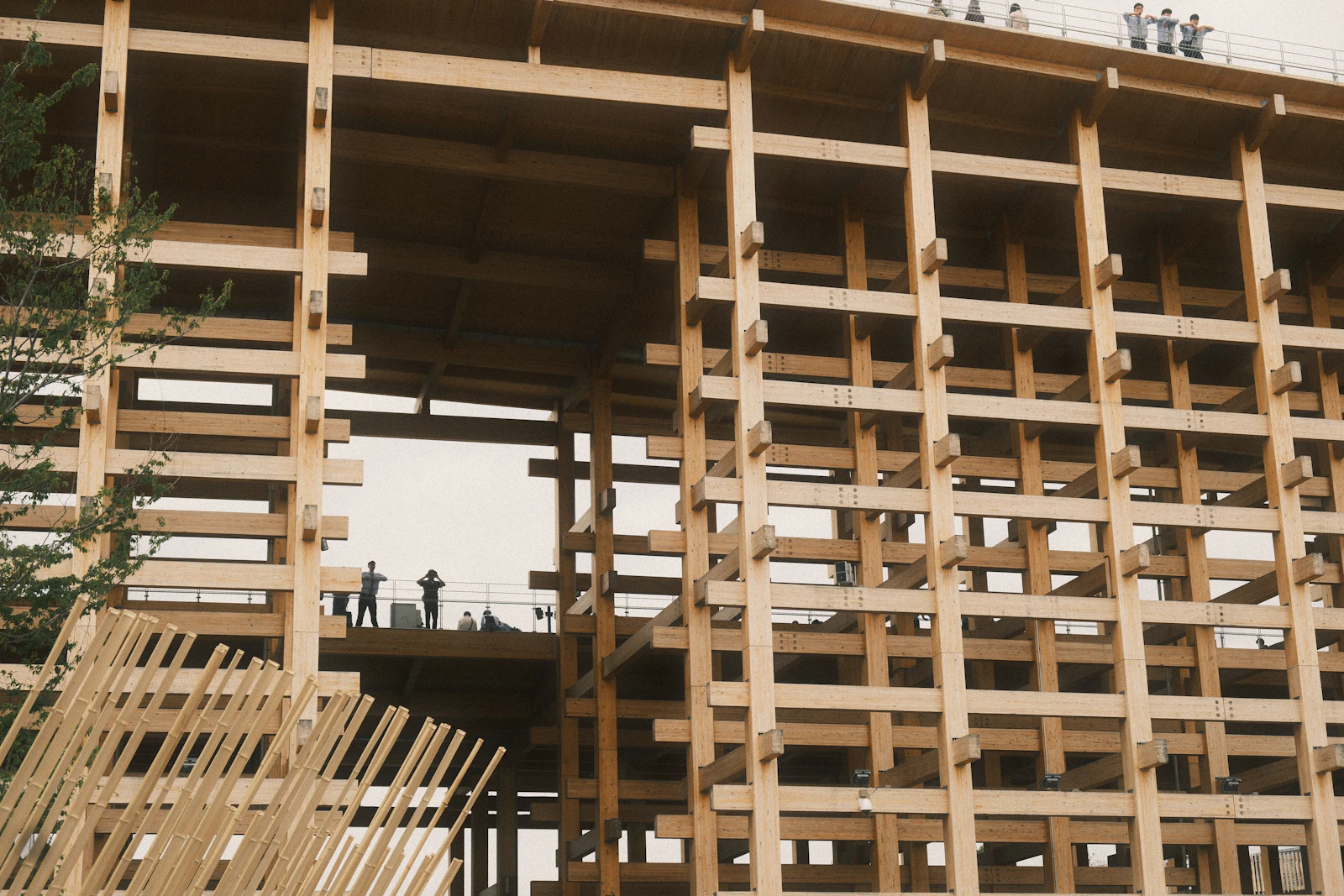 man and basket in construction work