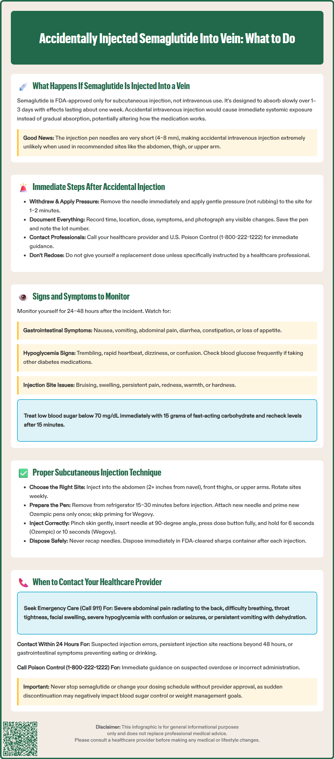 accidentally injected semaglutide into vein
