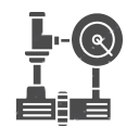 Ikona przedstawiająca wysokociśnieniowe stacje prób i stanowiska do testów