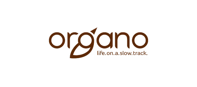 Organo brand logo with tagline life on a slow track.