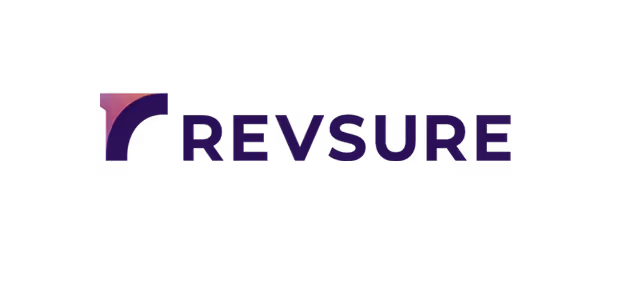 Revsure company logo with stylized purple and pink graphic element to the left of the text.