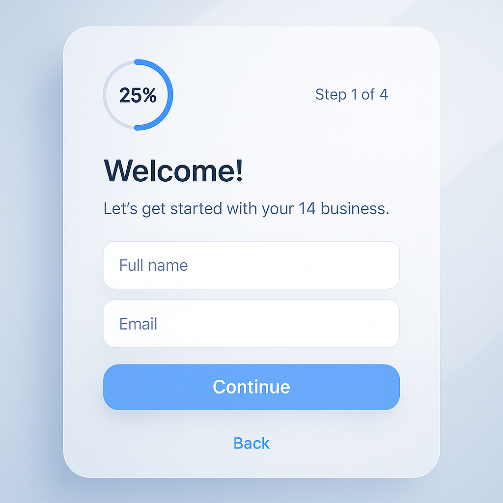 SaaS onboarding flow with interactive micro-animations and progress tracking