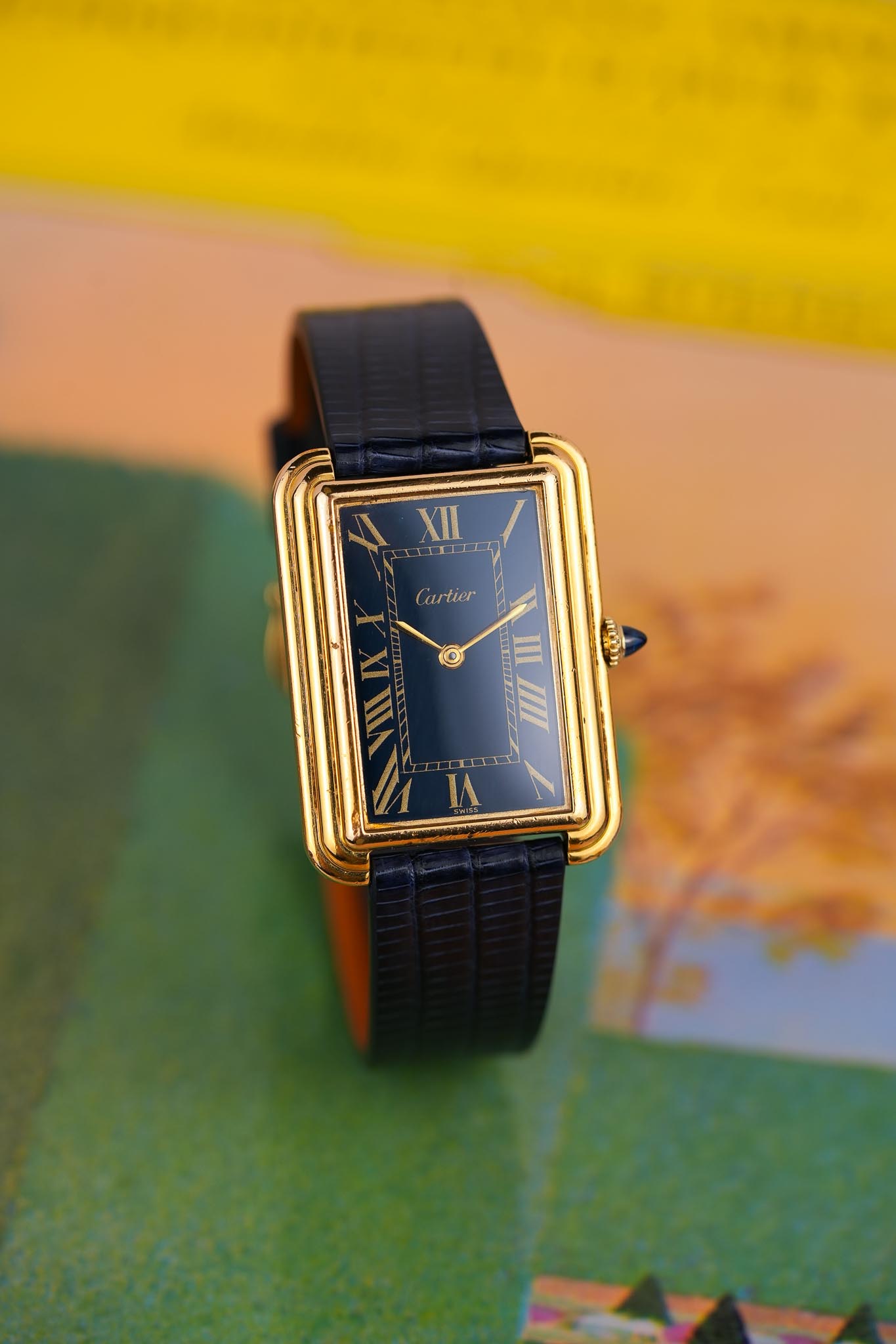 Cartier Jumbo Blue Stepped Tank 15716