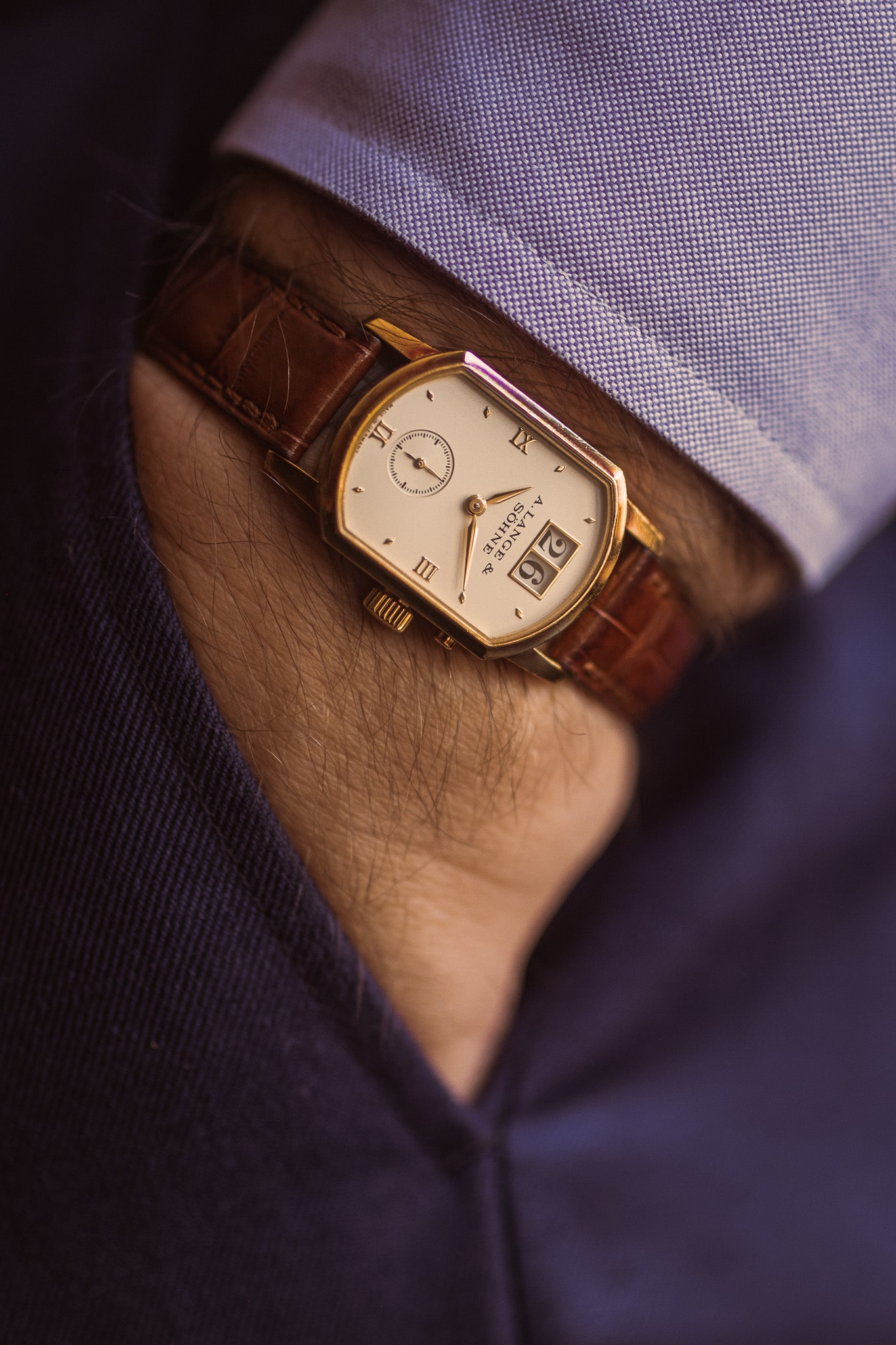 Vintage watch image up close on Dusan's arm