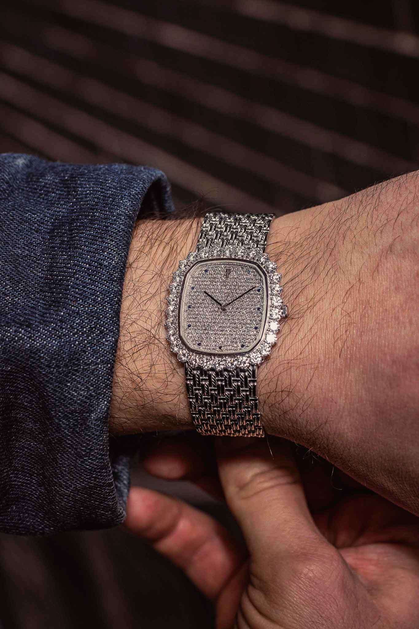 Vintage watch image up close on Dusan's arm