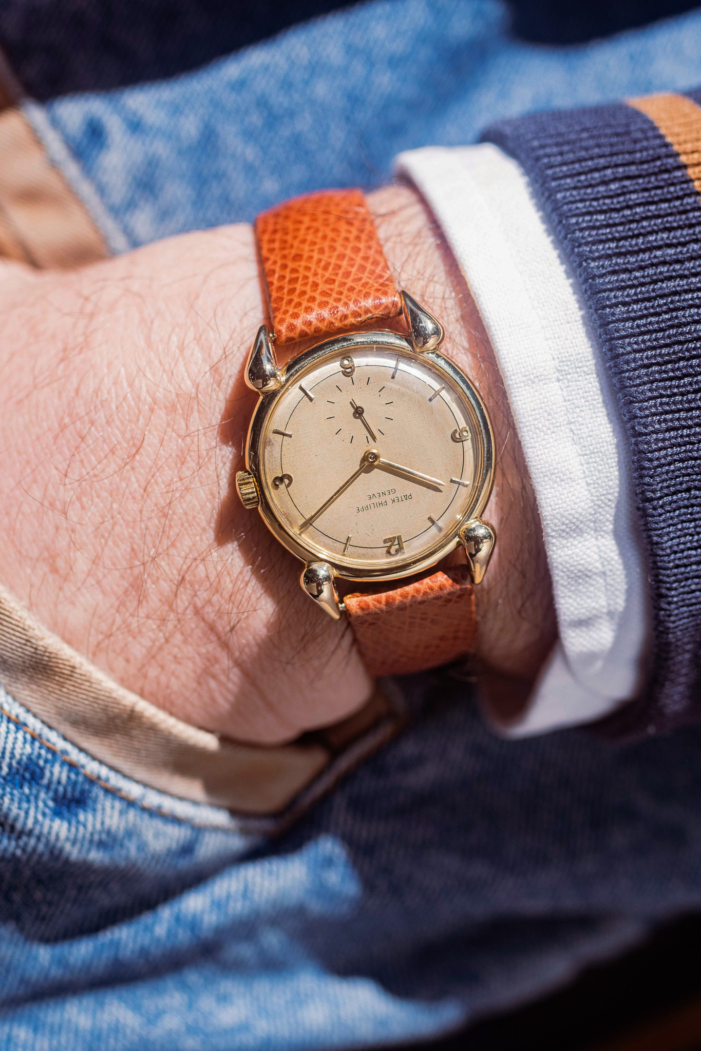 Vintage watch image up close on Dusan's arm