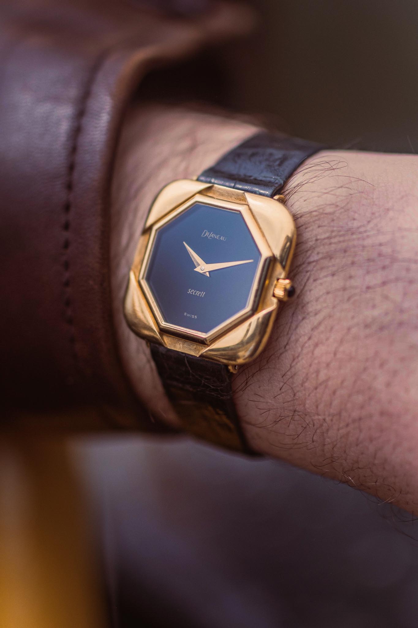 Vintage watch image up close on Dusan's arm