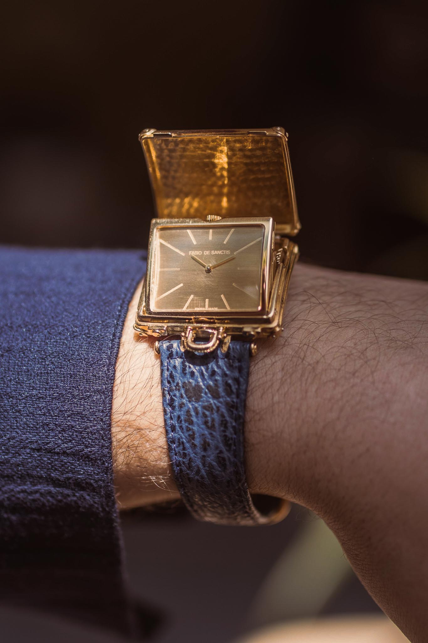 Vintage watch image up close on Dusan's arm
