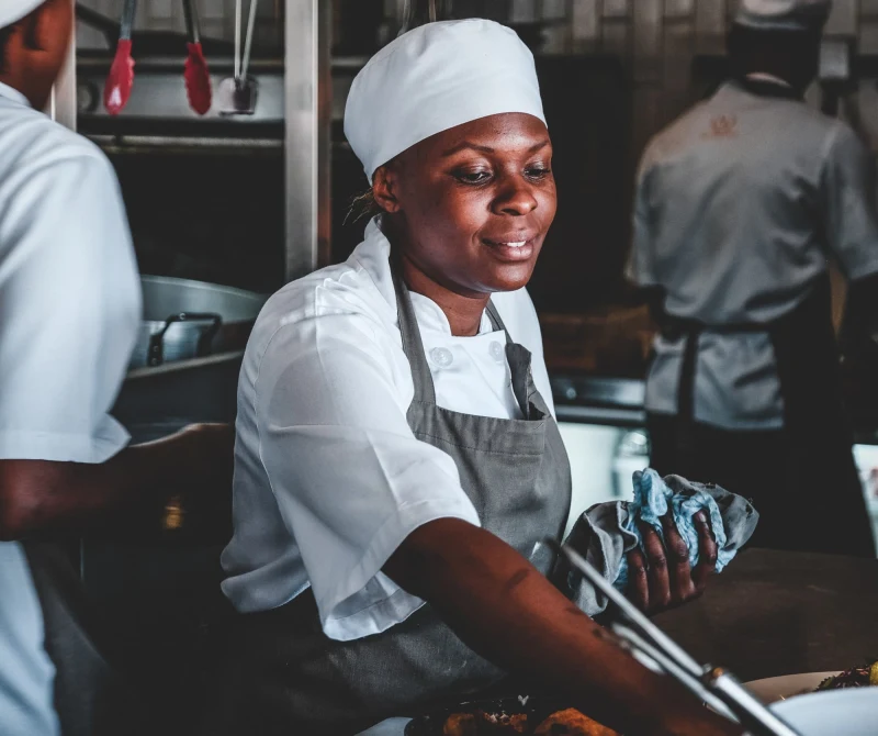 female chef working