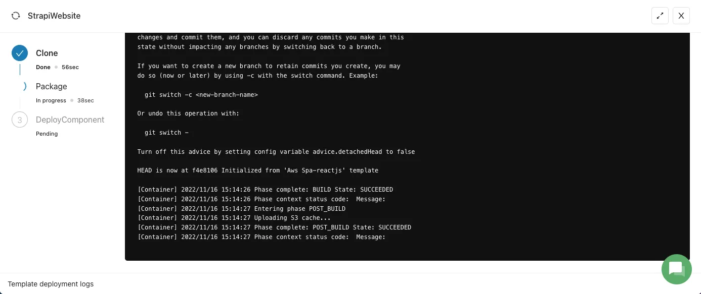 Deployment logs in Microtica