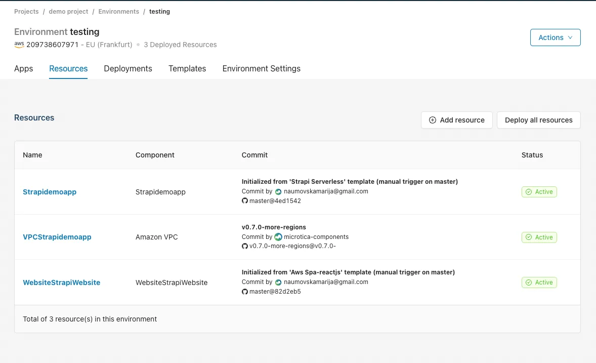 Microtica environment view