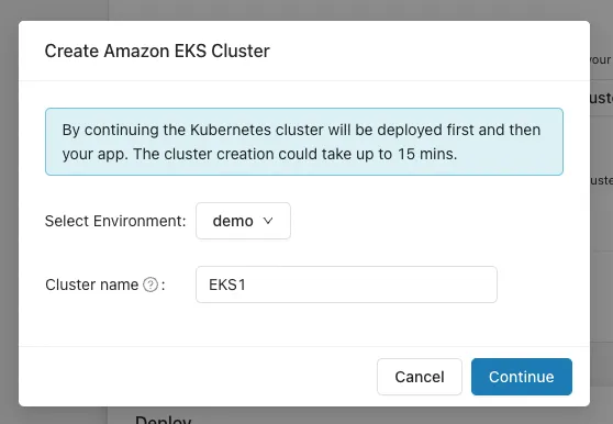 Create a new EKS cluster on the spot