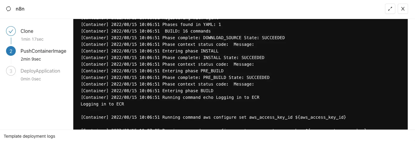 Deployment logs in Microtica