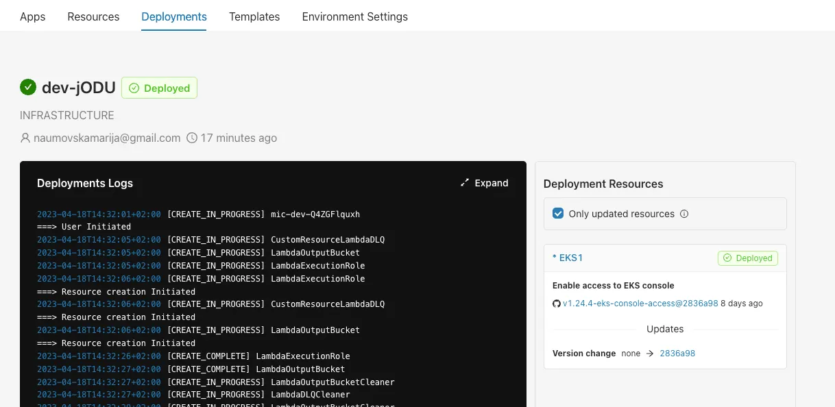 Deployment logs 