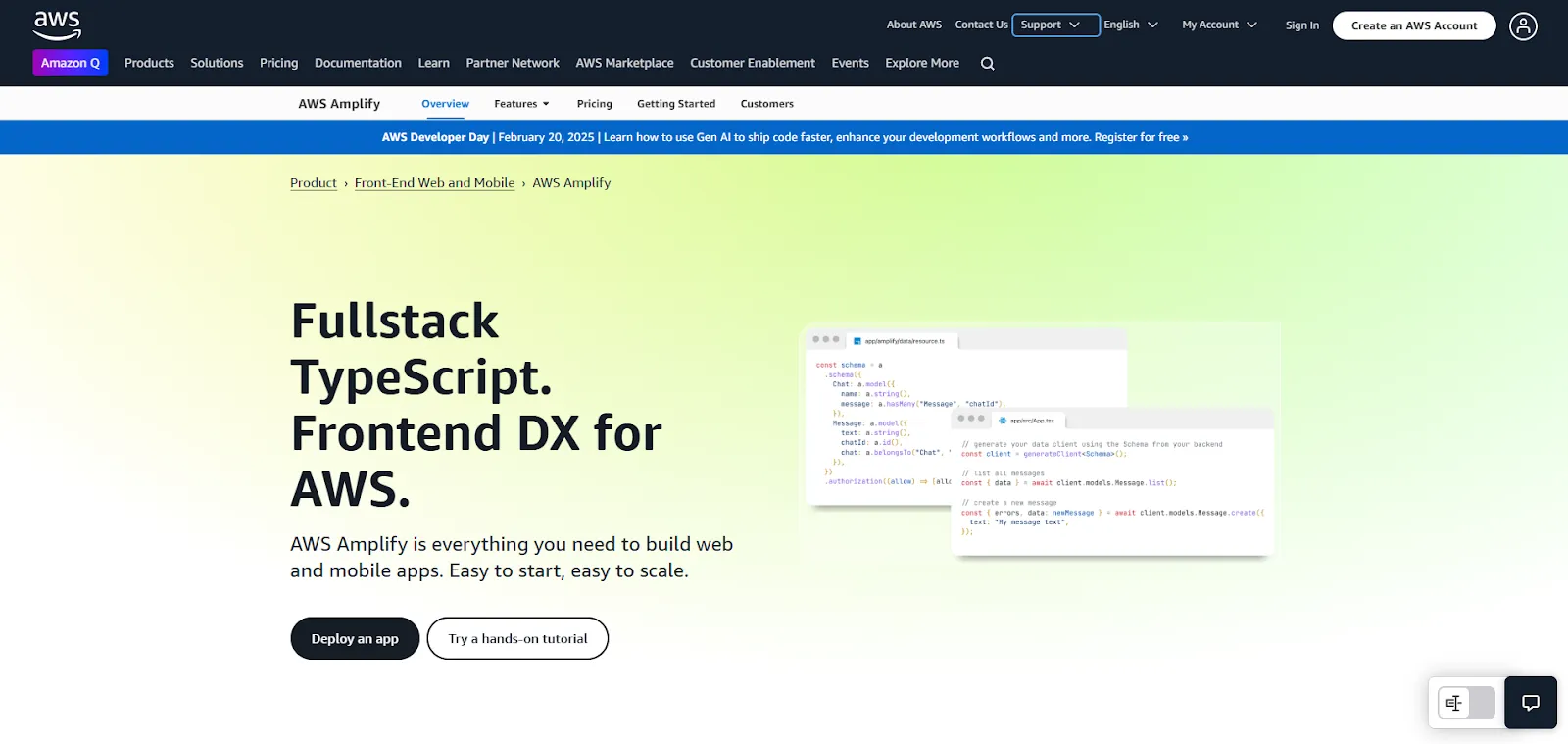 AWS Amplify Homepage