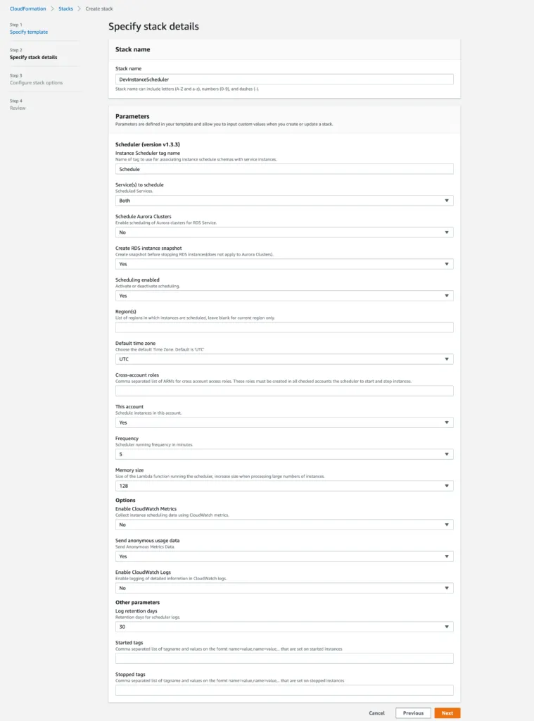 Instance-Scheduler-stack-Step2