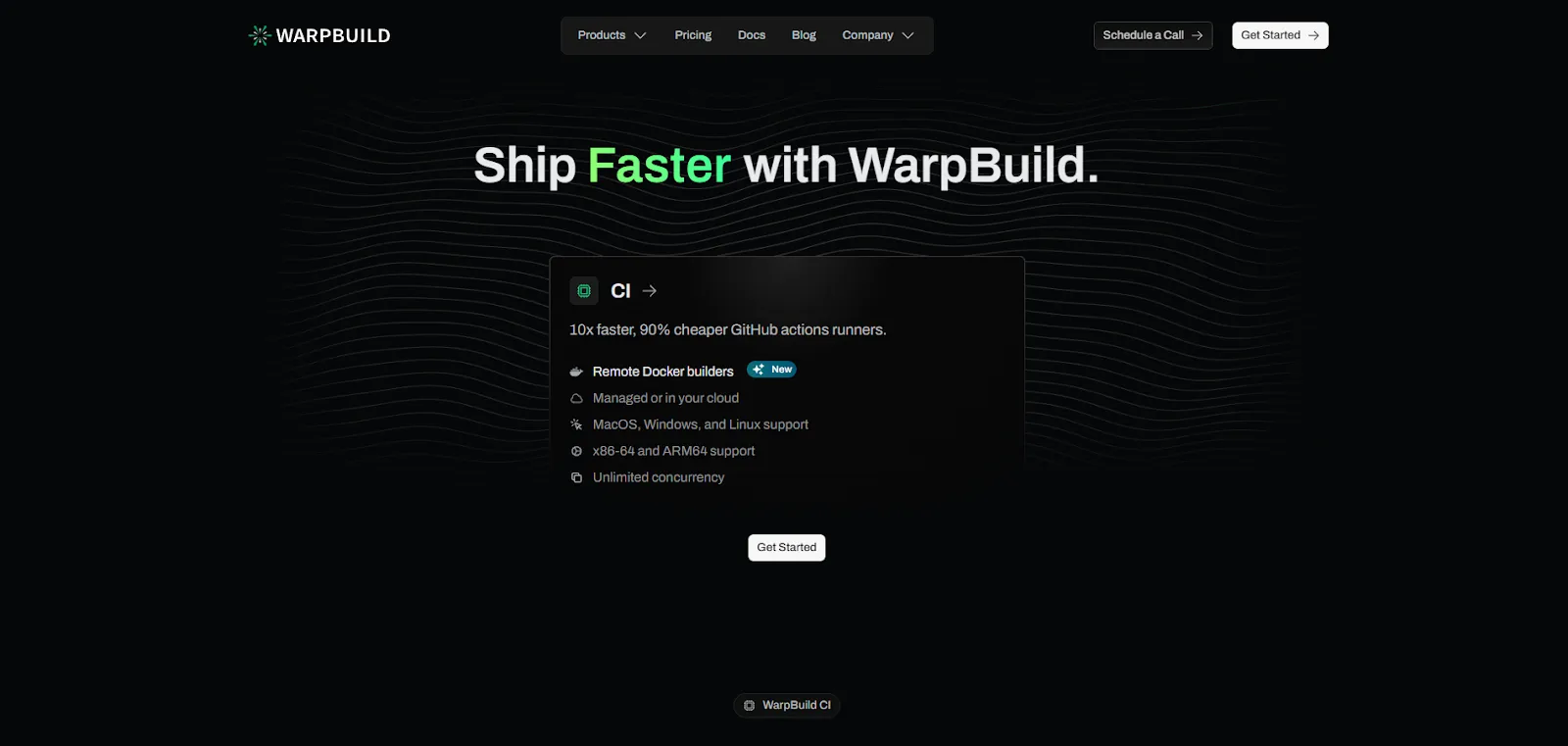 WarpBuild Homepage