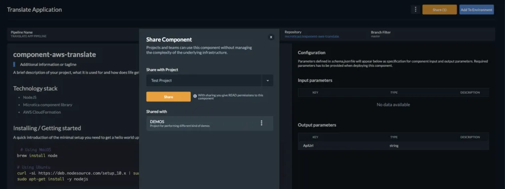 Share infrastructure component