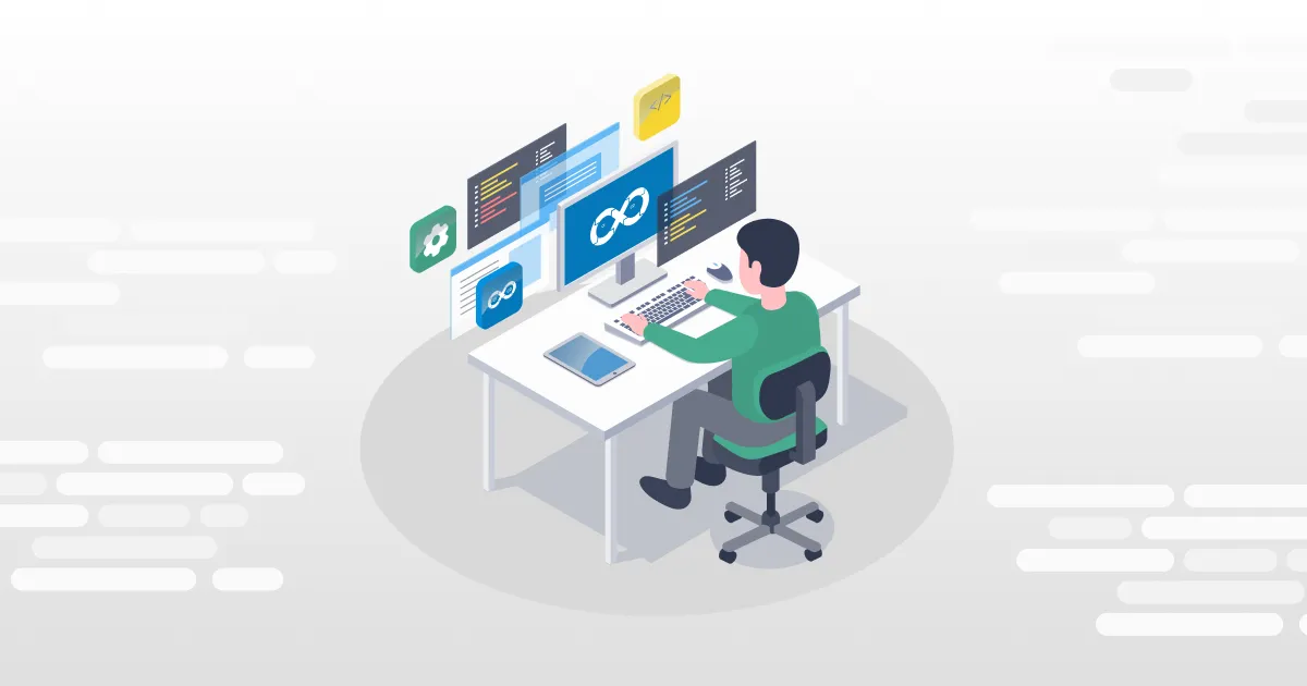 a developer in front of a laptop with CI/CD best practices