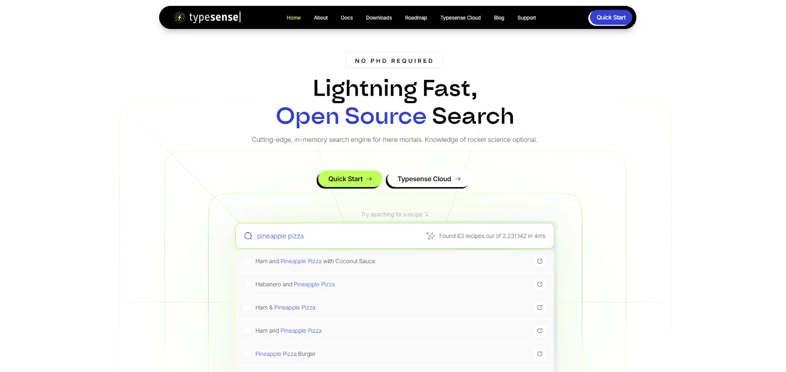 Typesense Homepage