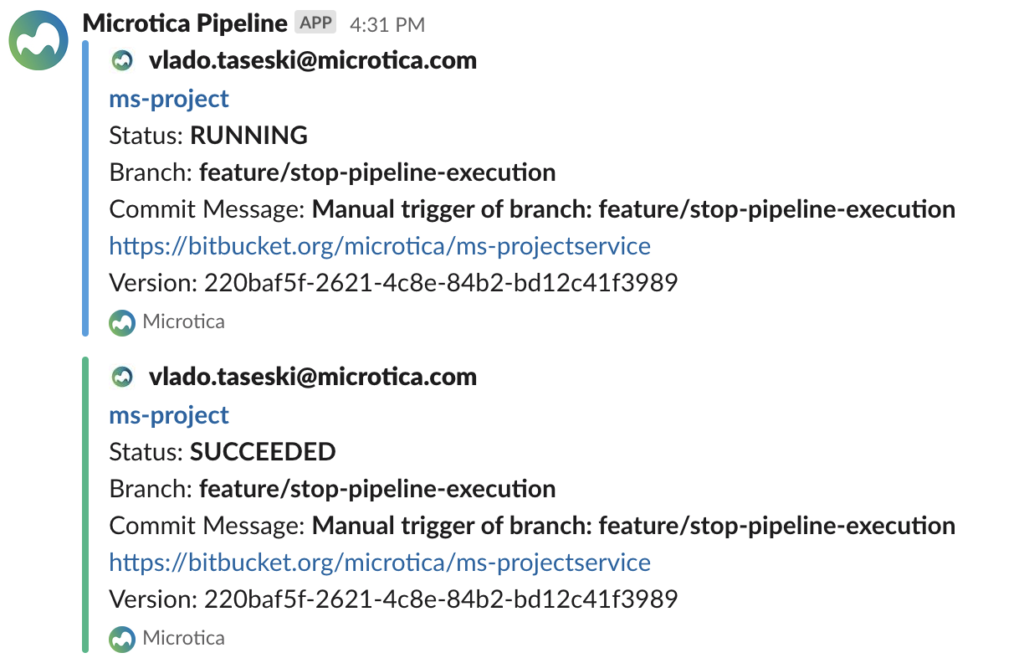 slack notifications builds
