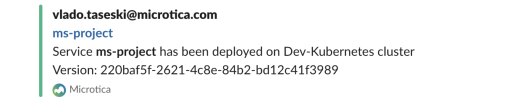 slack notifications service deployment