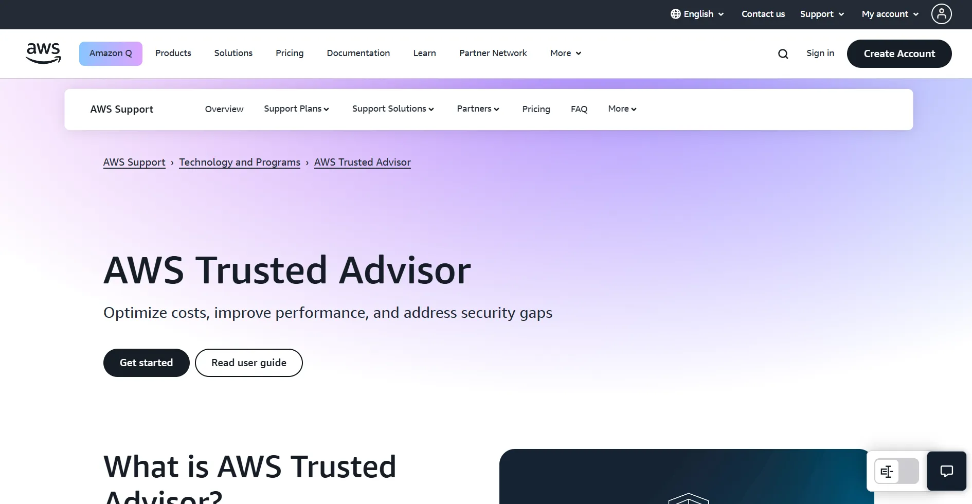 AWS Trusted Advisor Homepage
