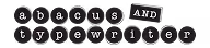 Company name 'abacus AND typewriter' with abacus letters in circular black buttons and typewriter letters in gray typewriter-style keys.