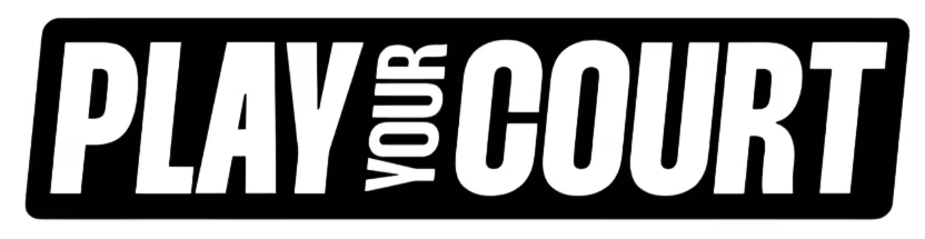 Text saying 'PLAY your COURT' in bold, uppercase letters with 'your' in smaller font between 'PLAY' and 'COURT'.
