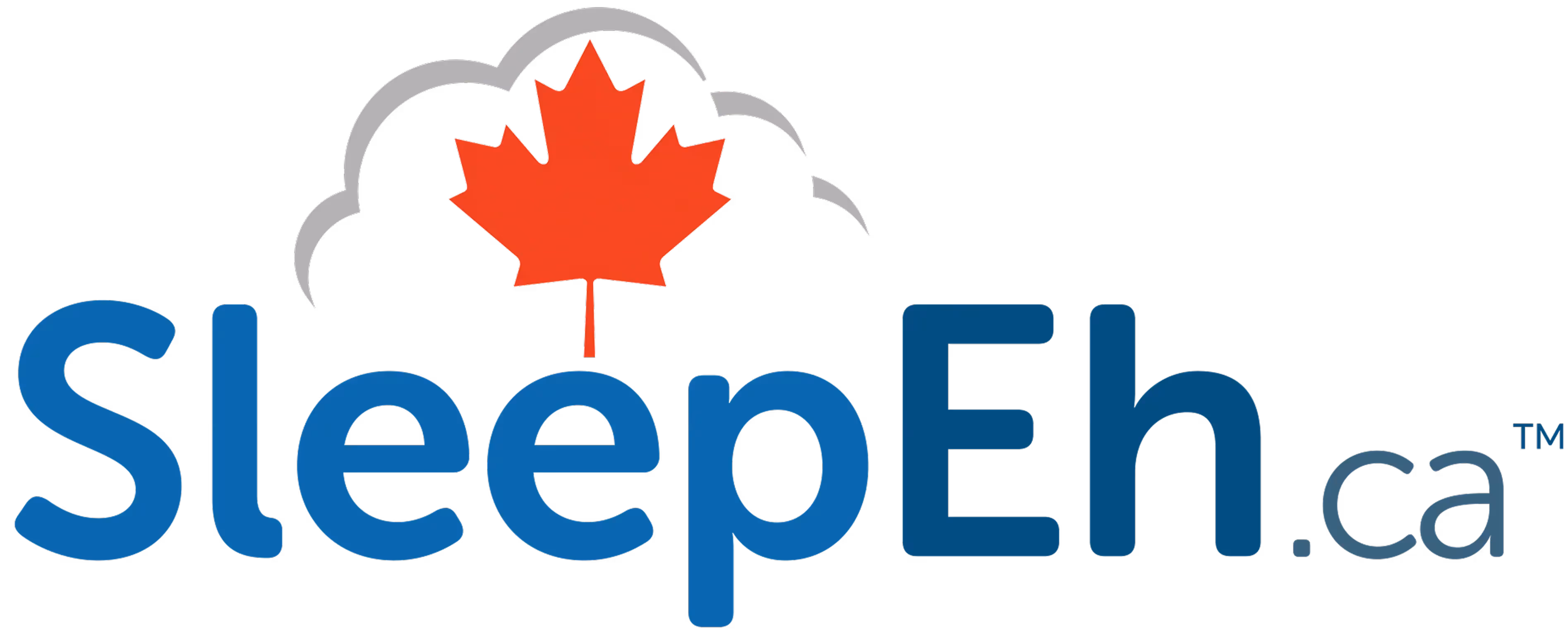 SleepEh.ca logo with a red maple leaf inside a grey cloud outline above the blue and grey text.