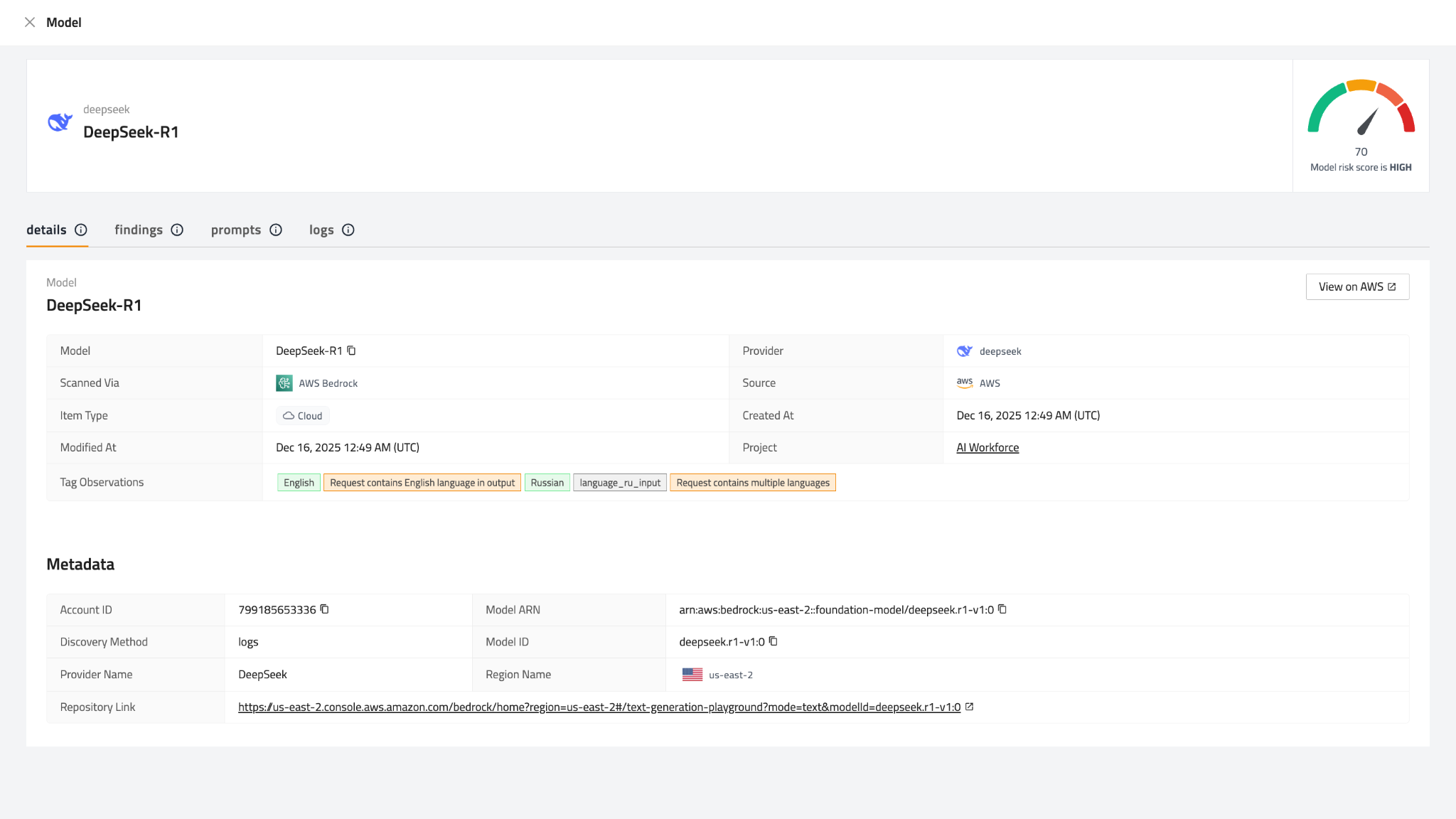 DeepSeek-R1 discovered in a cloud account