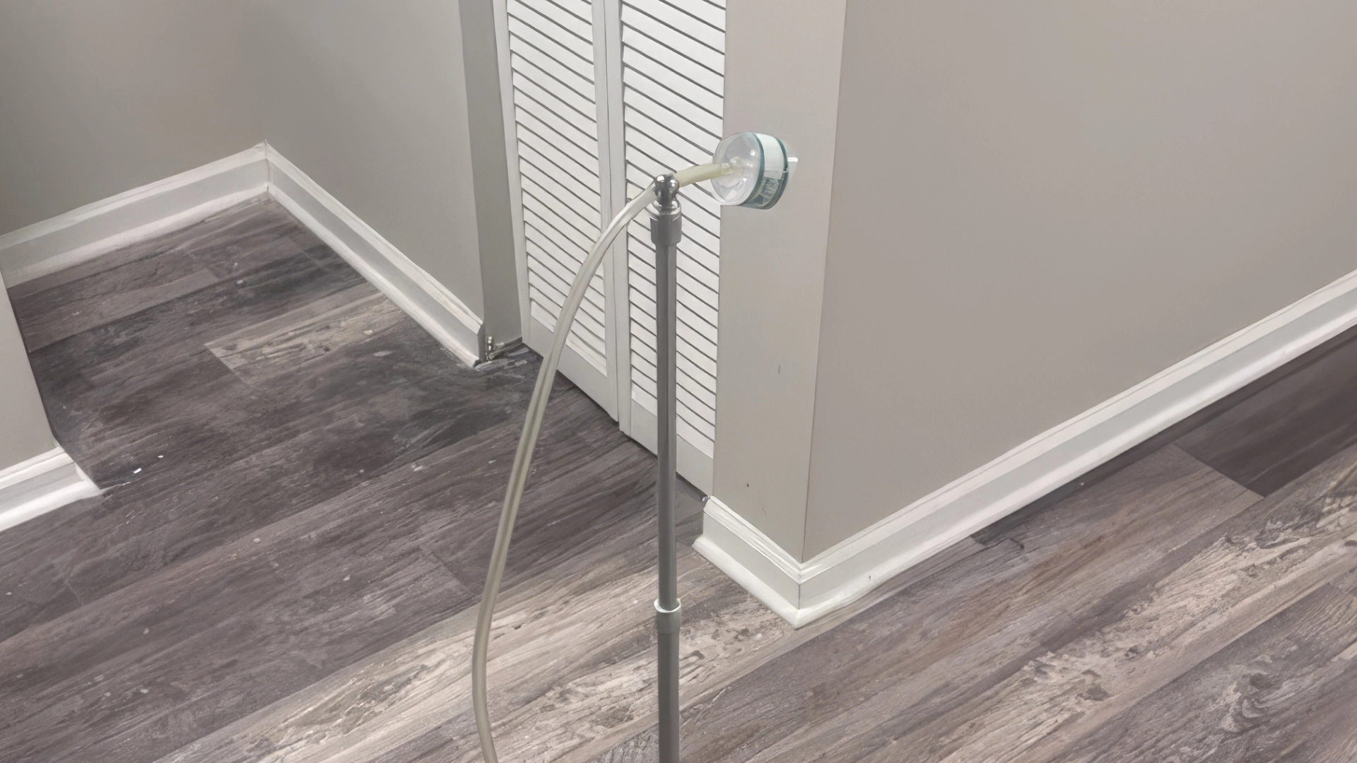 Air sample testing device taking air samples in a home after a mold remediation project