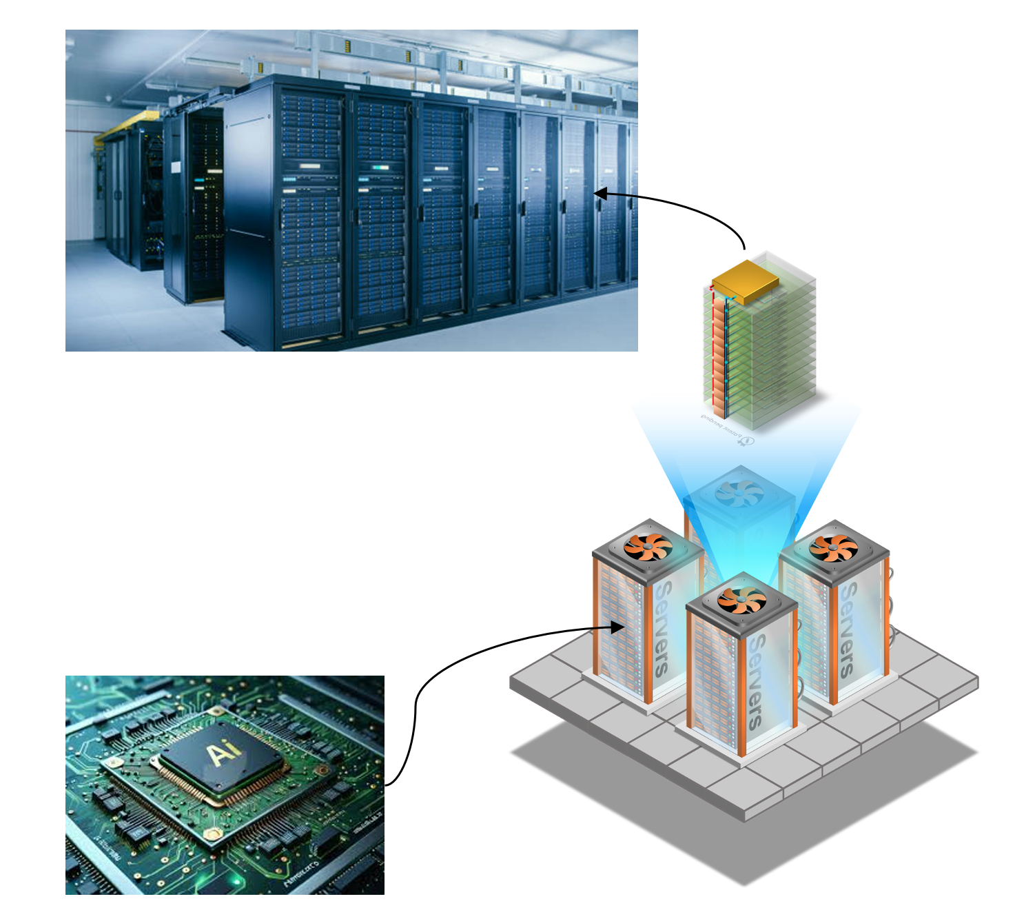 Passive two-phase CoolRacks system cooling high-density server racks