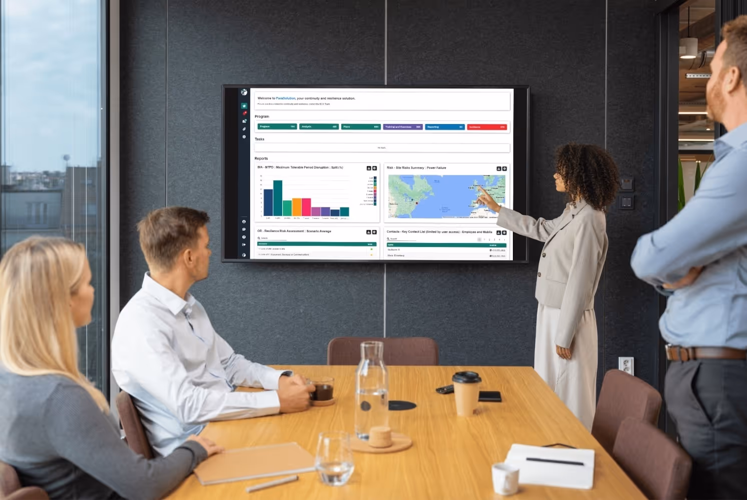 ParaSolution interface on a large display in a conference room
