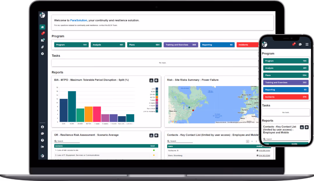 ParaSolution interface on desktop and mobile