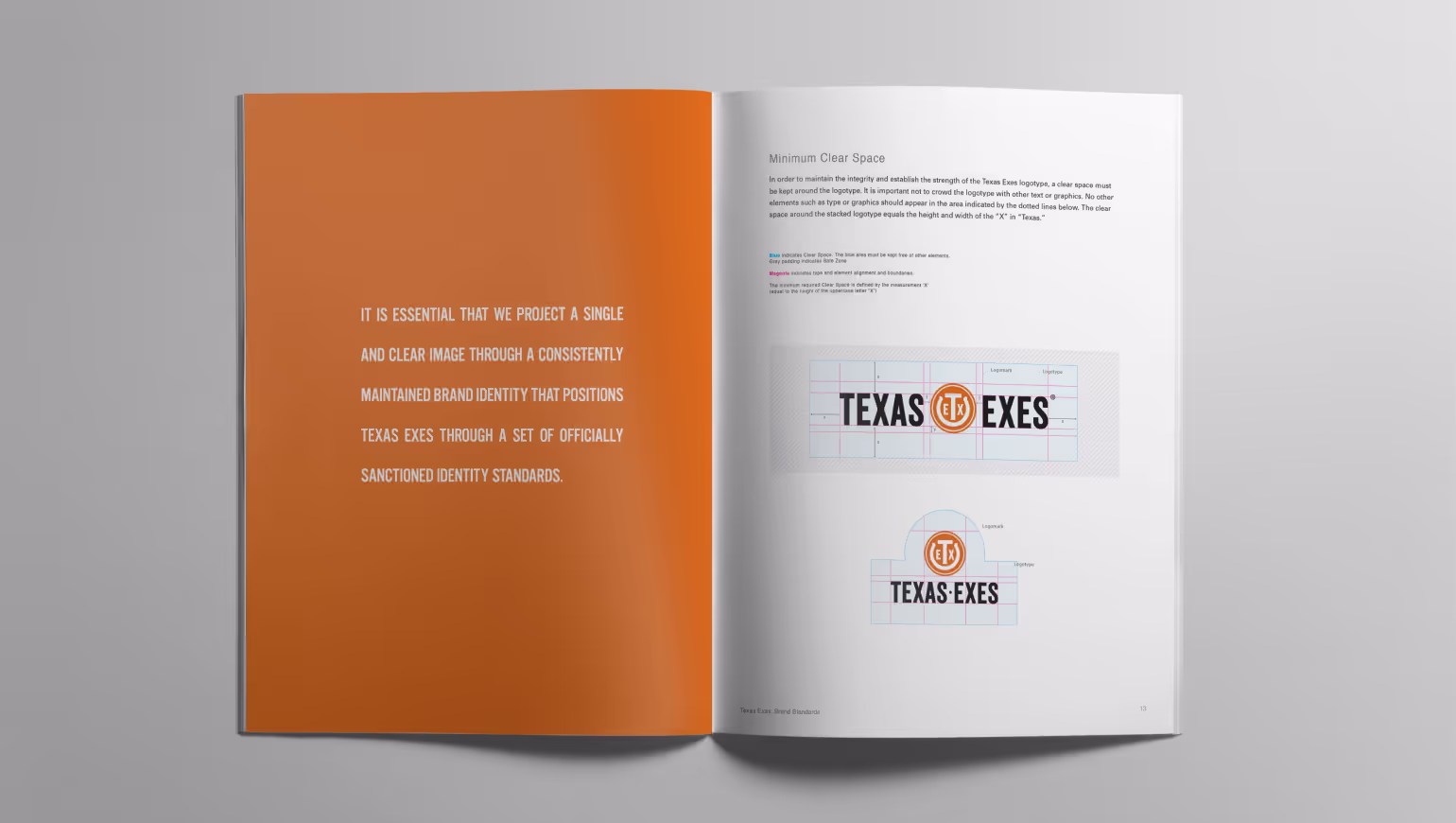 Page spead from Texas Exes brand guiudelines