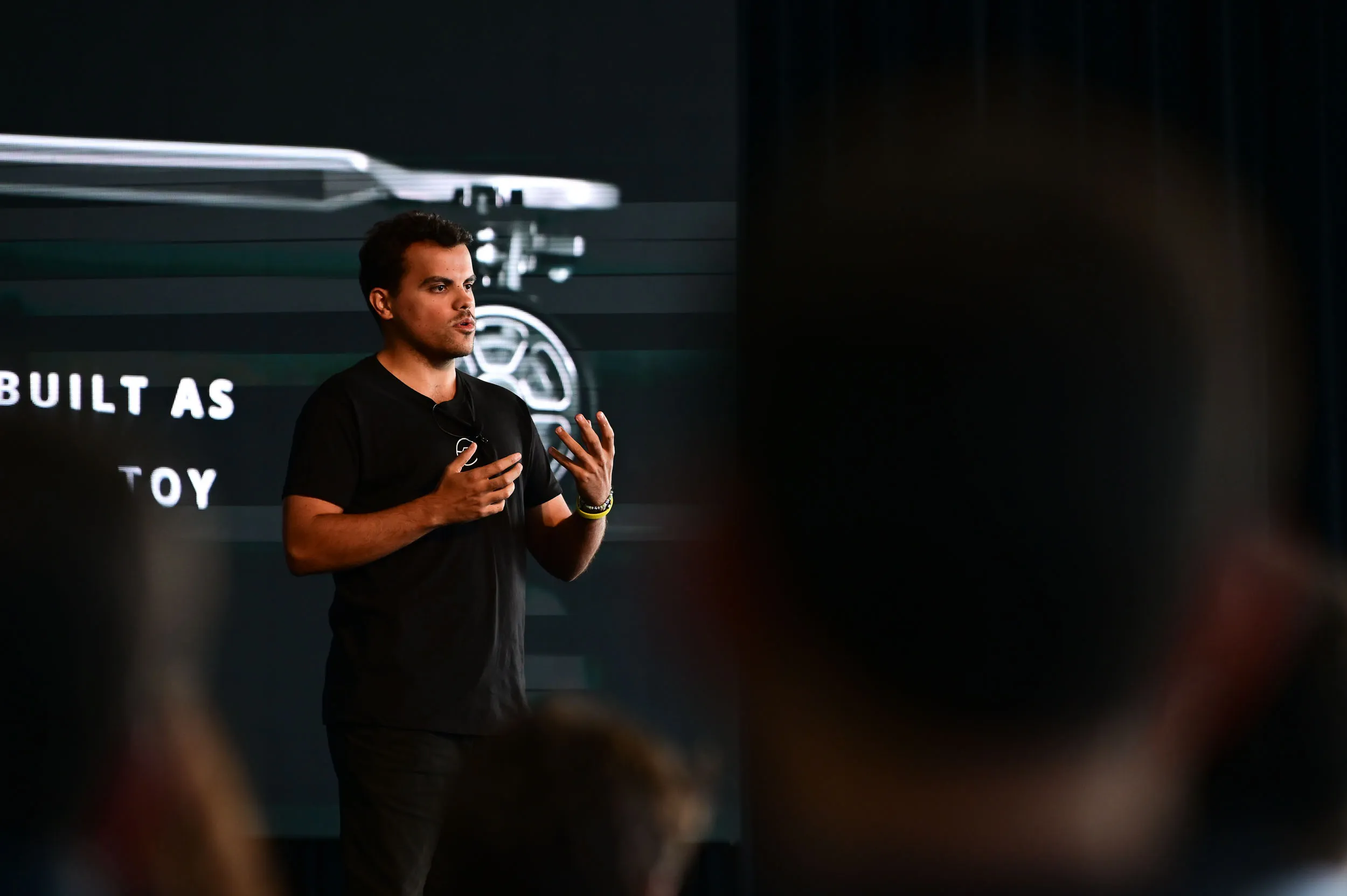 Pedro Andrade talks about the Hunter Boards electriic skateboard during the Ride Review at Micromobility America 2022